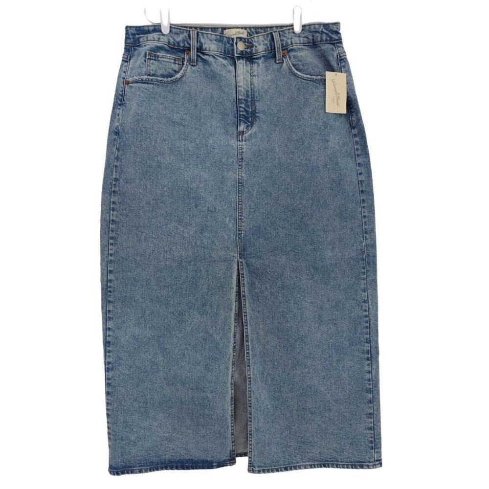 Universal Thread High-Waisted Denim Skirt With Front Slit Size 17 Light Wash